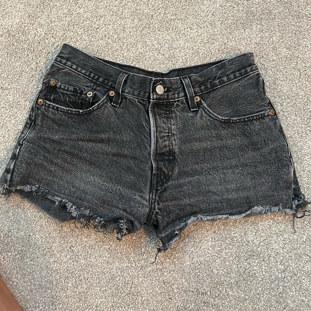 Distressed black 501 levi shorts